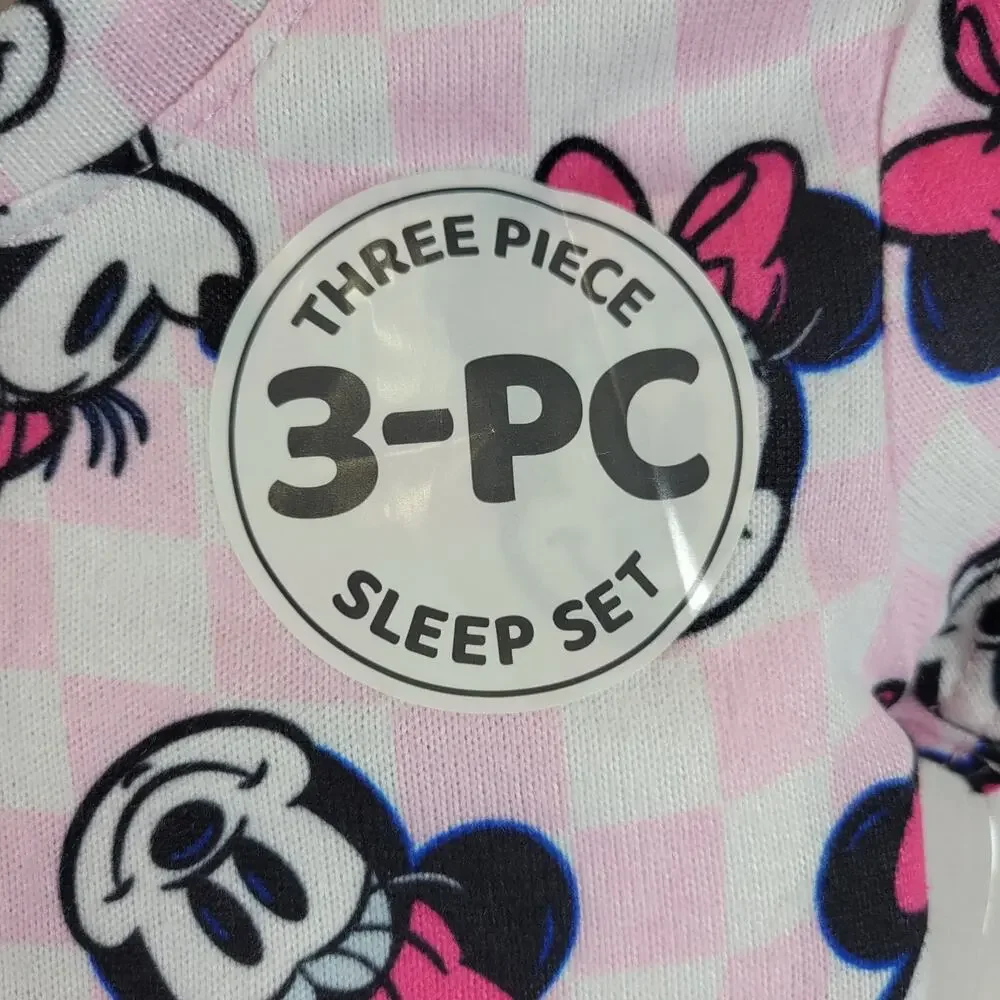 Disney Minnie Mouse 3 Pc Pajama Set Pink Size 4 NWT